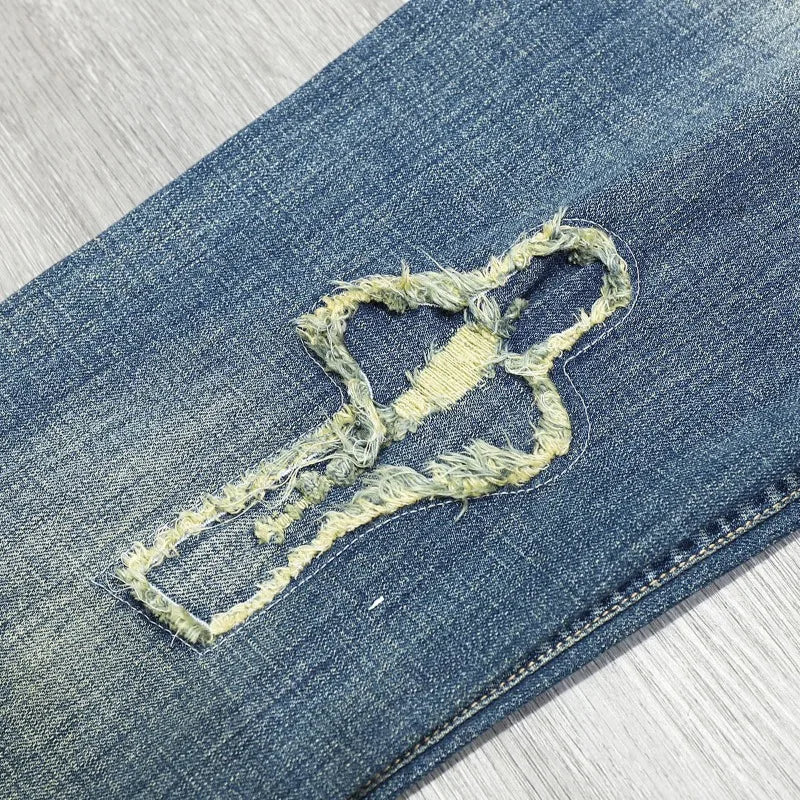 Streetwear Ripped Jeans Men's American Slim Stretch Fashion