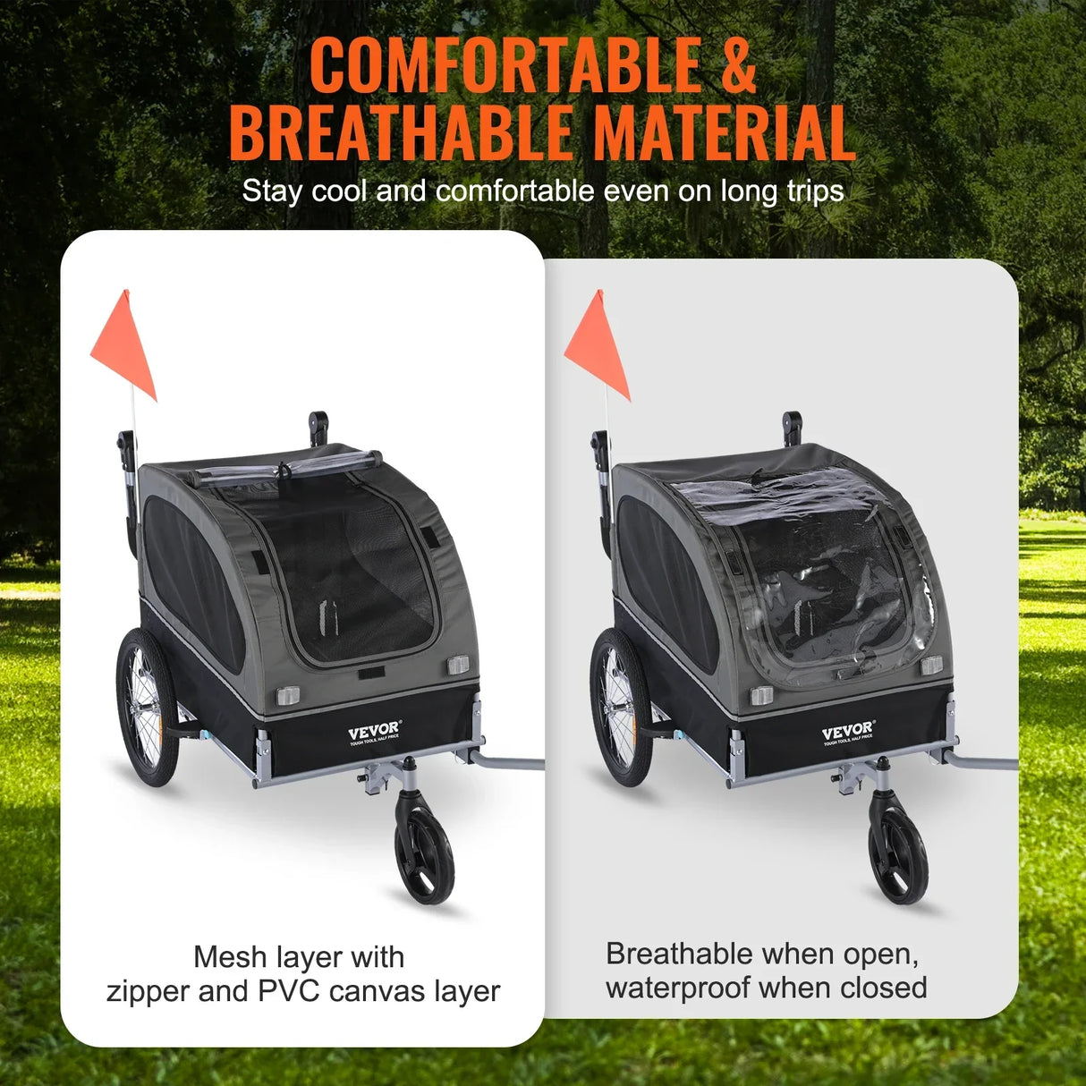 VEVOR 88 lbs 2-in-1 Pet Stroller Cart Dog