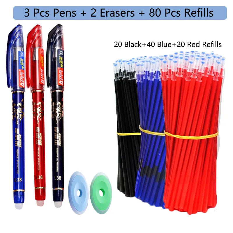 85Pcs/Set Erasable Pen Gel Pens 0.5mm Blue/Black ink