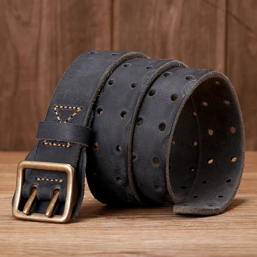 Thick Original Leather Belt Vintage Men Wide Belt