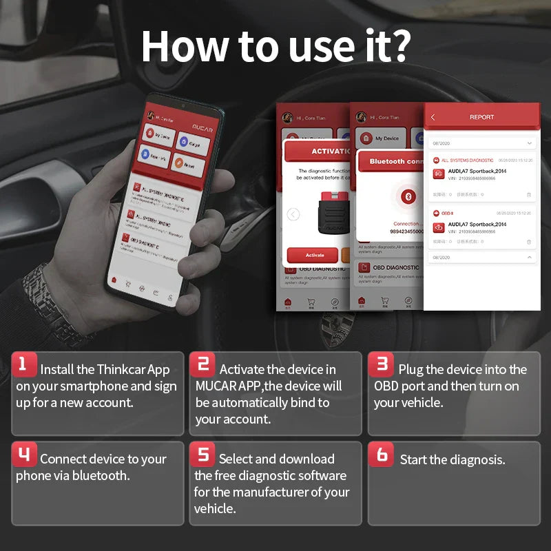 MUCAR BT200 BT200 Pro OBD2 Scanner Auto