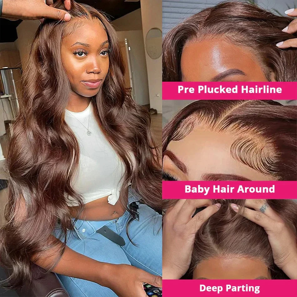HD Chocolate Brown 13x4 Body Wave Lace Front