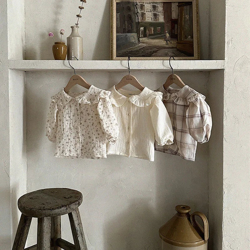 2023 New Baby Long Sleeve Lapel Shirts Cute