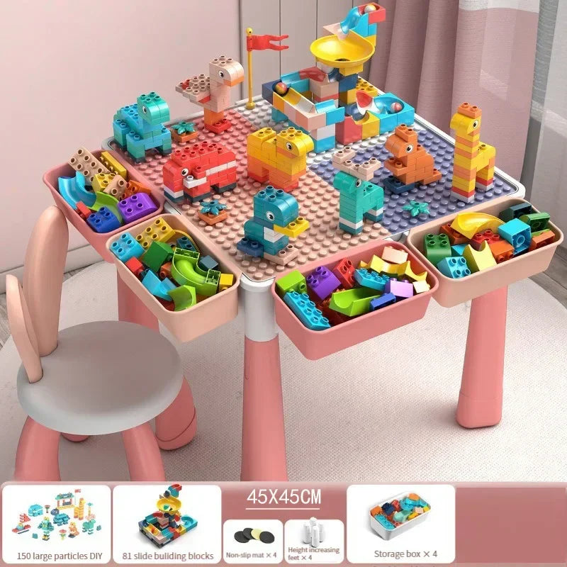 ToylinX Children's Building Blocks Table Desk Chairs Set