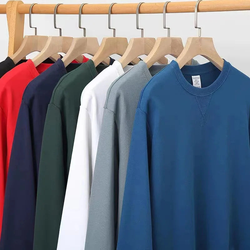 Autumn Winter 380g Cotton Heavy Hoodie Round Neck