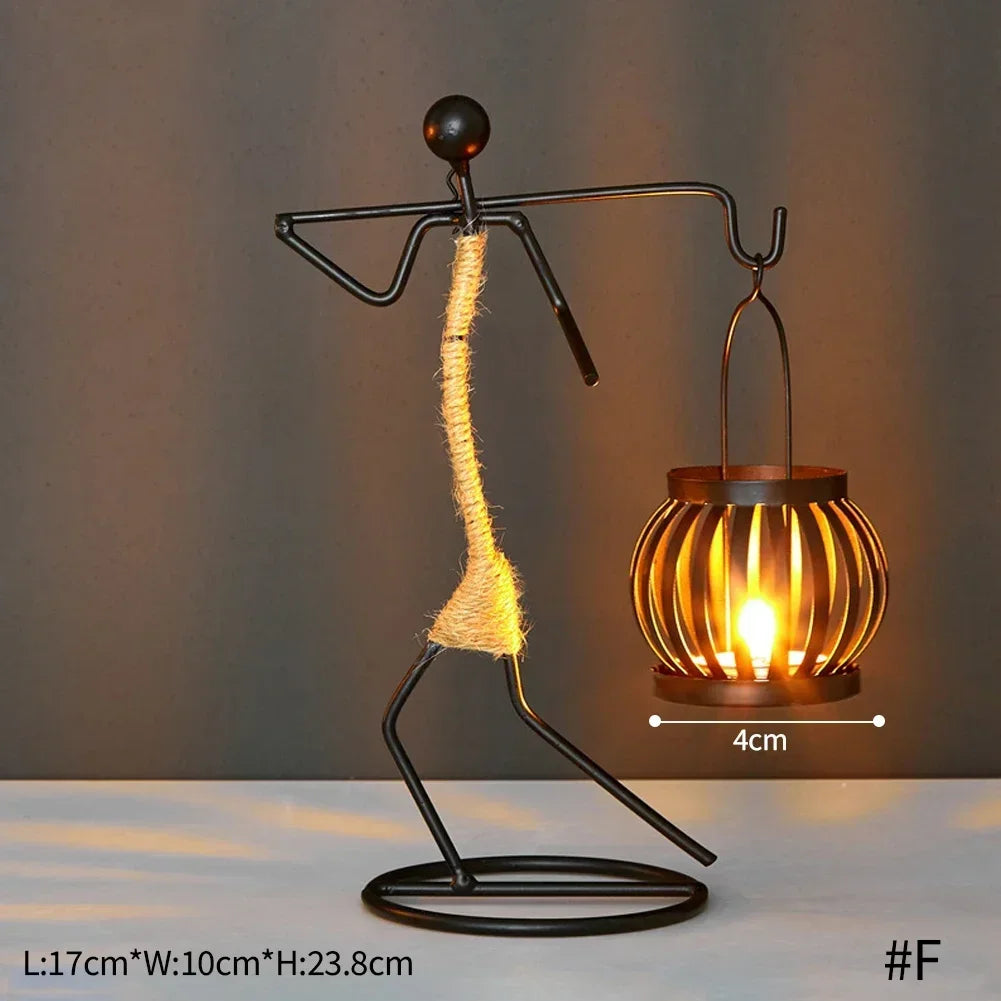 Nordic Metal Candlestick Abstract Character Sculpture Candle Holder