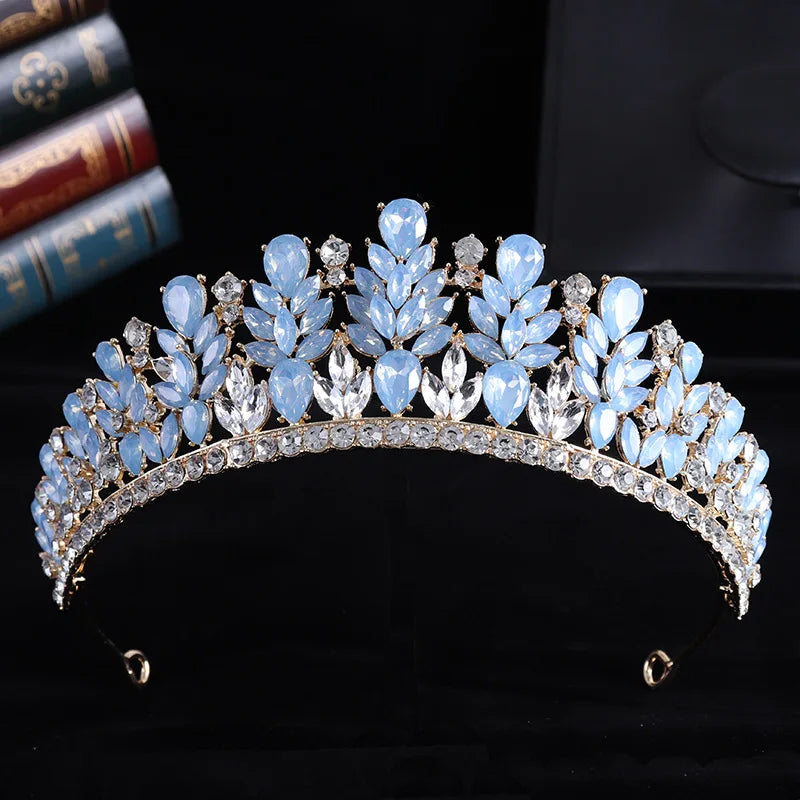 Baroque Green Opal Wedding Headband Crystal Bridal Crowns