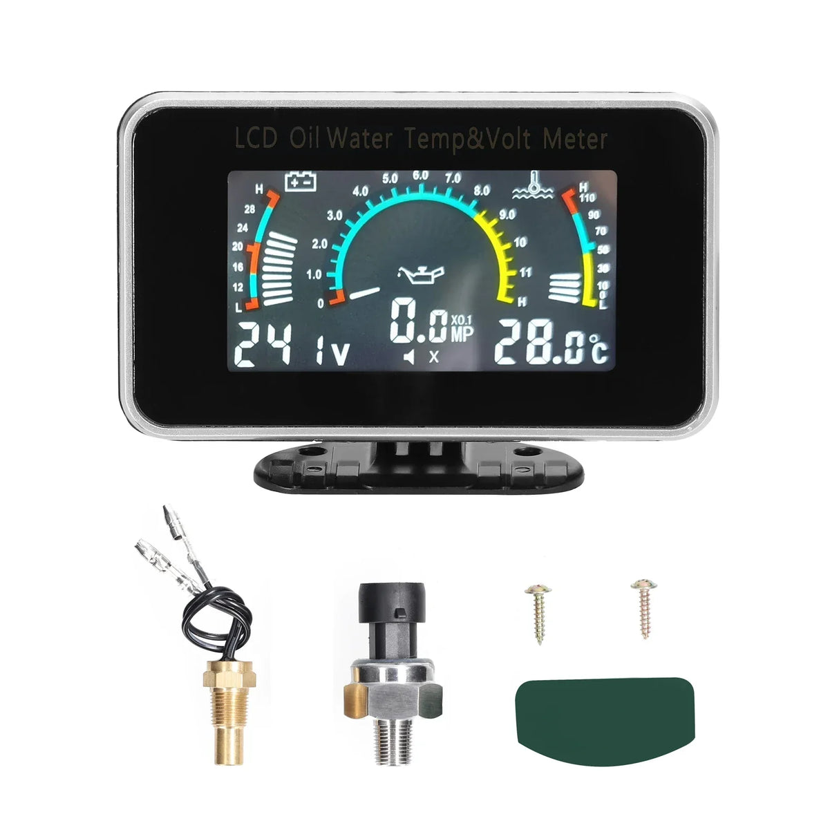 3-in-1 Car LCD Digital Gauge: Oil Pressure, Voltage, Water Temperature