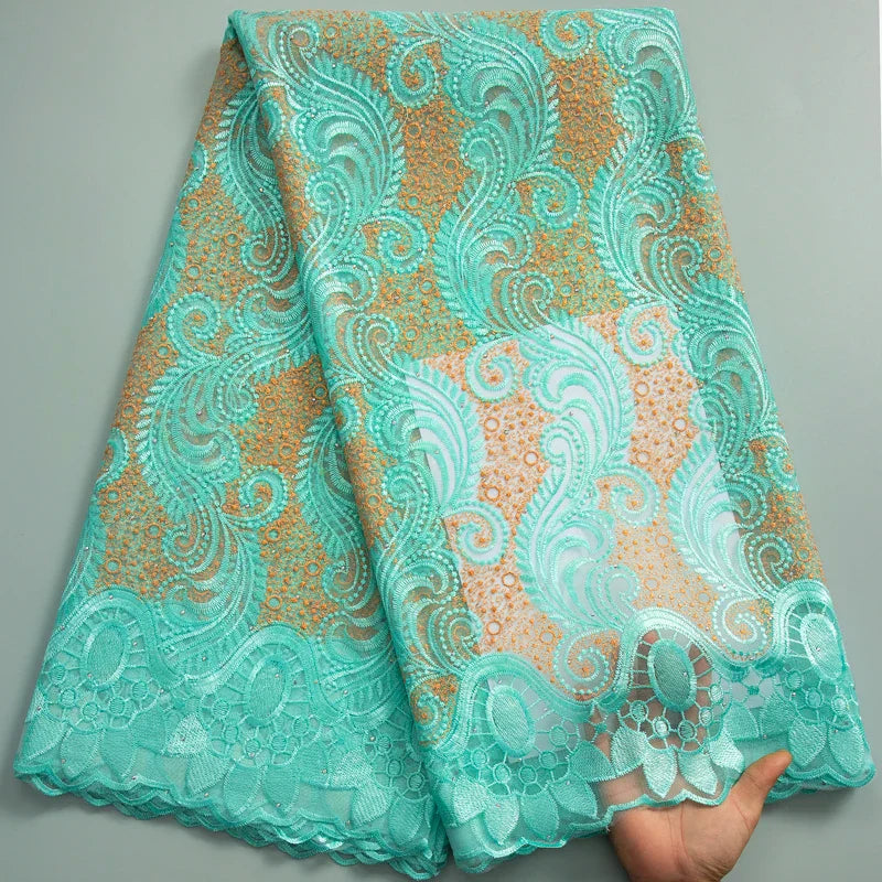 SJD LACE African Lace Fabric with Crystal 2024
