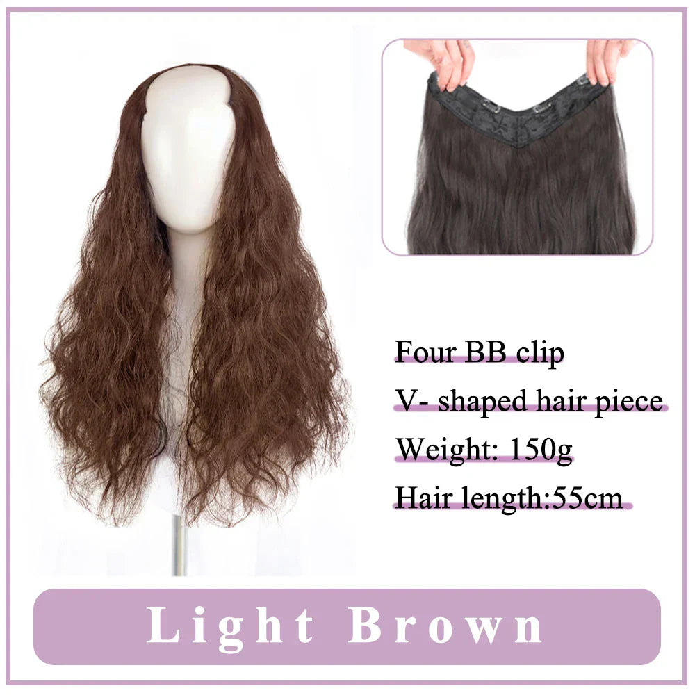 WEILAI Women's V-Shaped Long Hair Extension Synthetic Wig