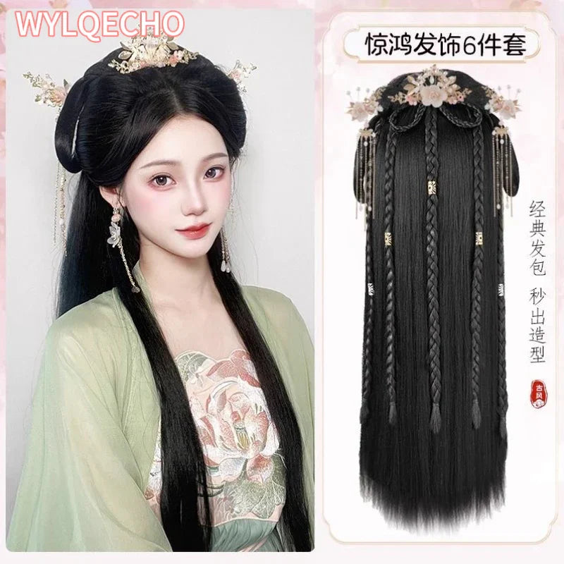 Hanfu Cosplay Wigs Women Black Anime Ancient Chinese