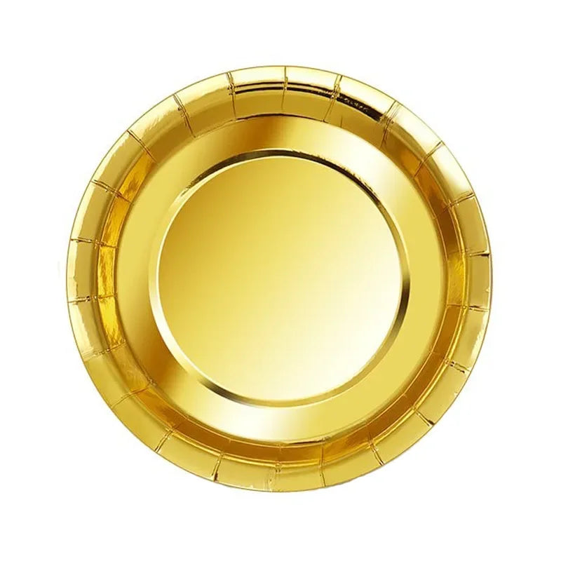 Disposable Cutlery Kraft Paper Plates Golden Cup Tableware