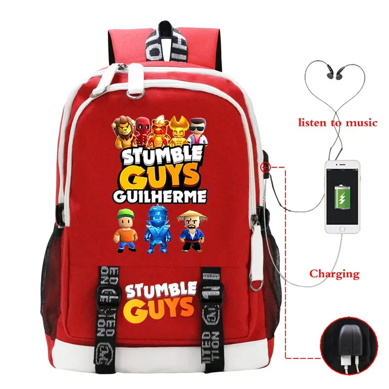 Game Stumble Guys Backpack Teenager Students School Bag