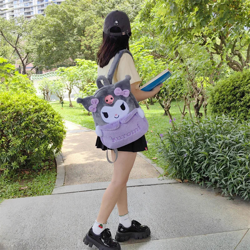 New Sanrio Cute Cartoon Plush Backpack Kuromi Large