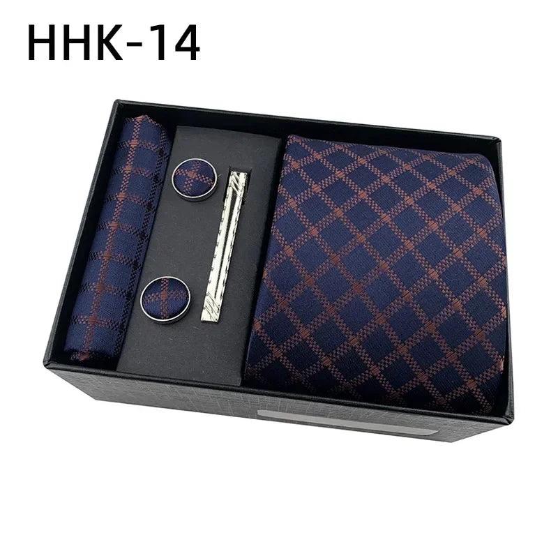 100Silk Feel Set Classic Ties for Men Kerchief