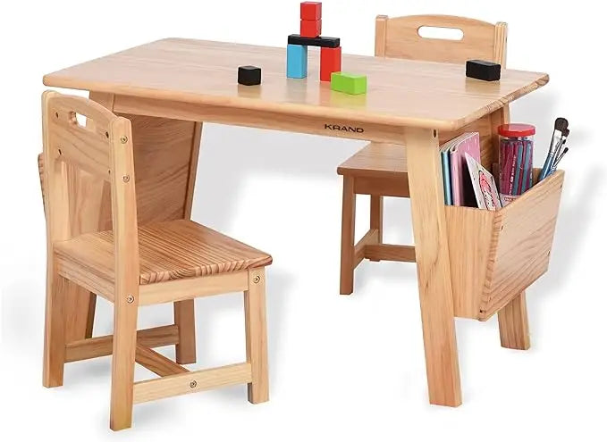 KRAND Kids Solid Wood Table and 2 Chair