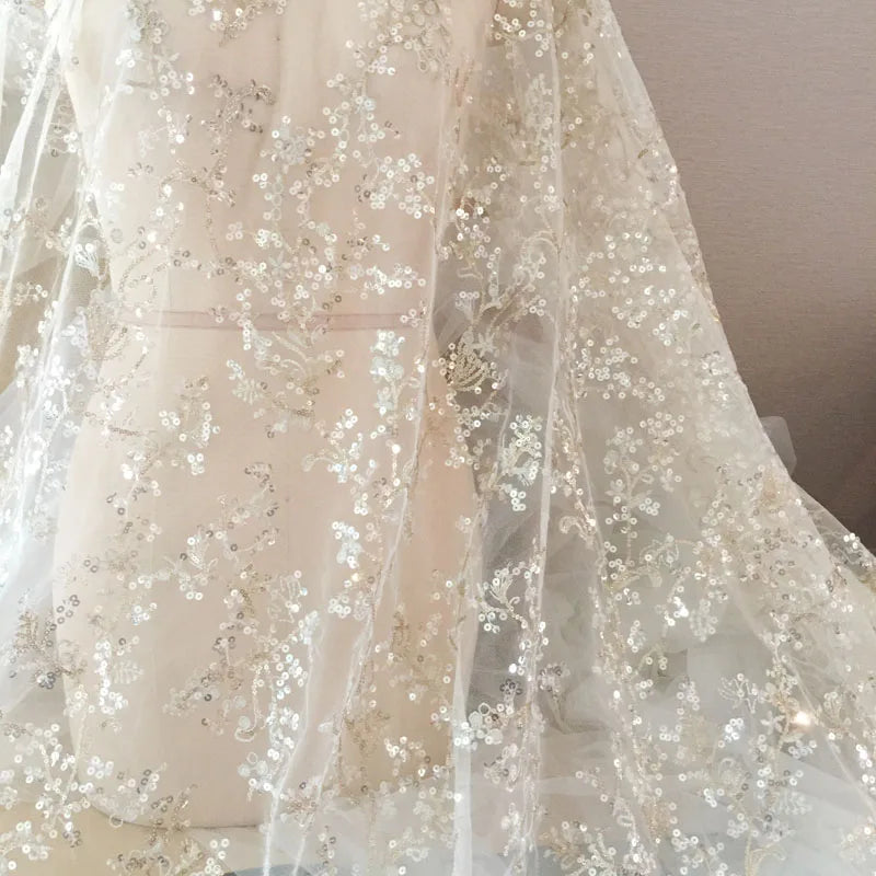 Gold Thread Embroidery Sequins Mesh Lace Party Dresses