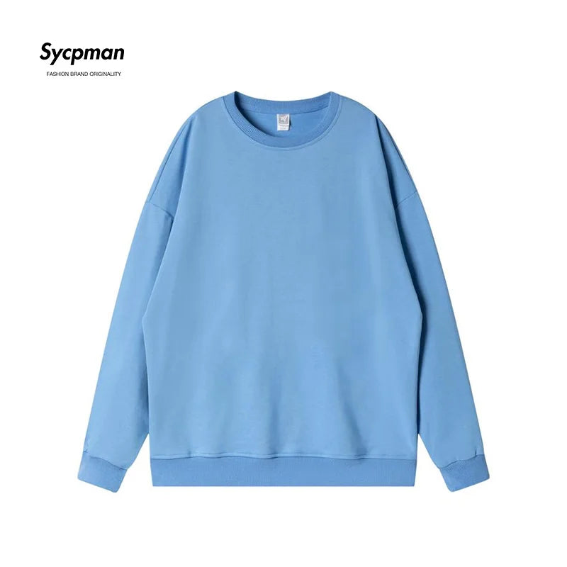10.6oz 300gsm Cotton Pullover Sweater Men Solid Color