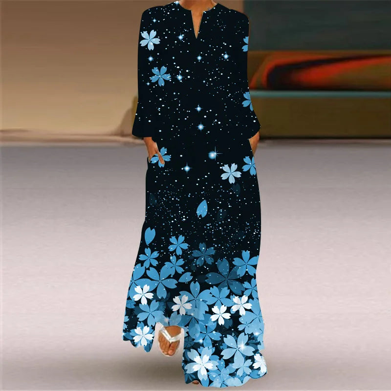 Plus Size Lady Autumn Winter Long Dress Women