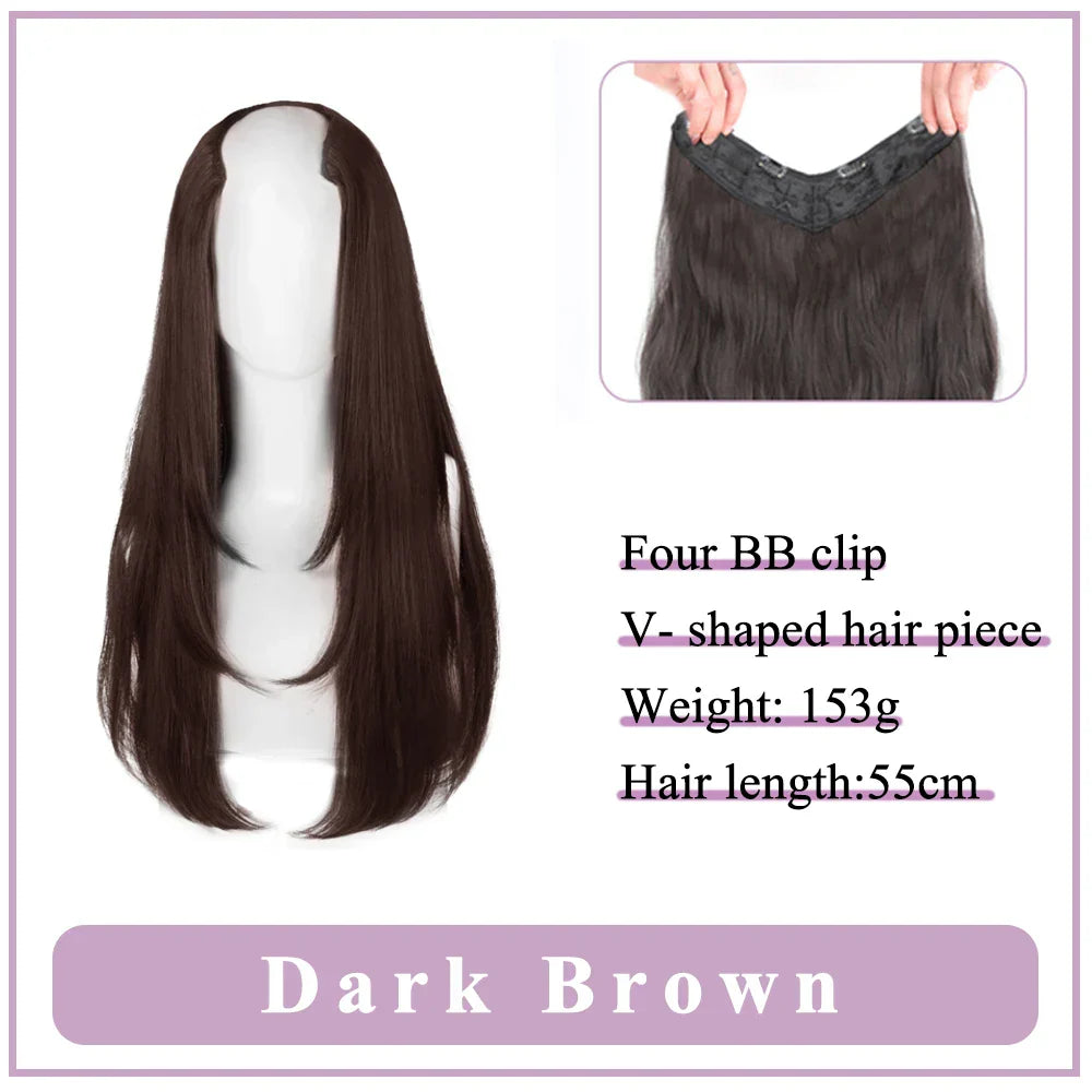 WEILAI Women's V-Shaped Long Hair Extension Synthetic Wig
