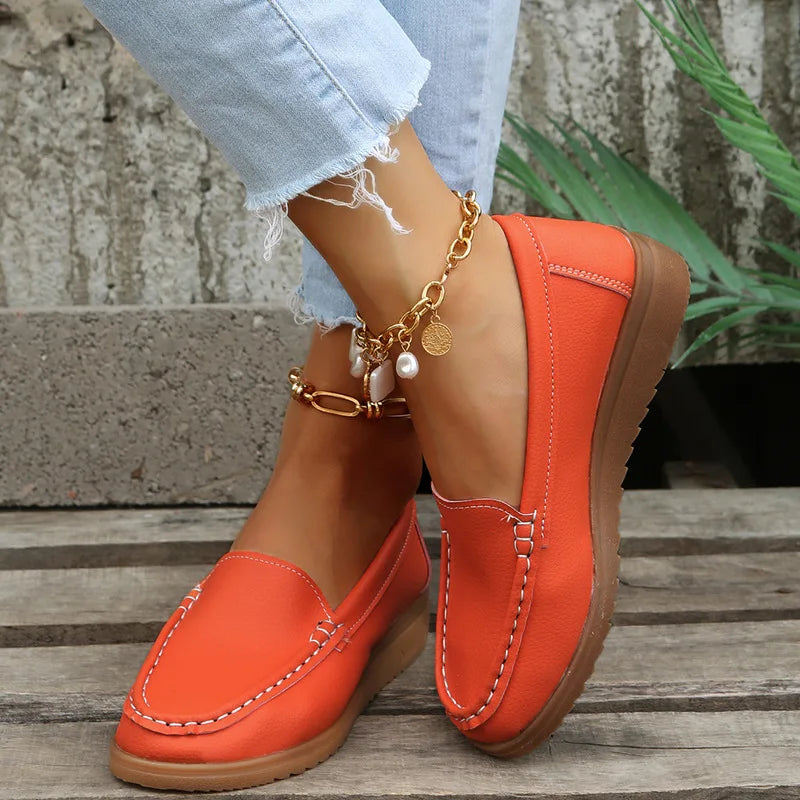 Casual Women's Shoes Women Design White Red Loafers
