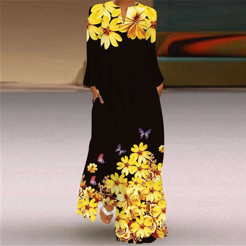 Plus Size Lady Autumn Winter Long Dress Women