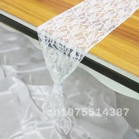 Elegant Lace Flower Chair Sashes 18x275cm White Black