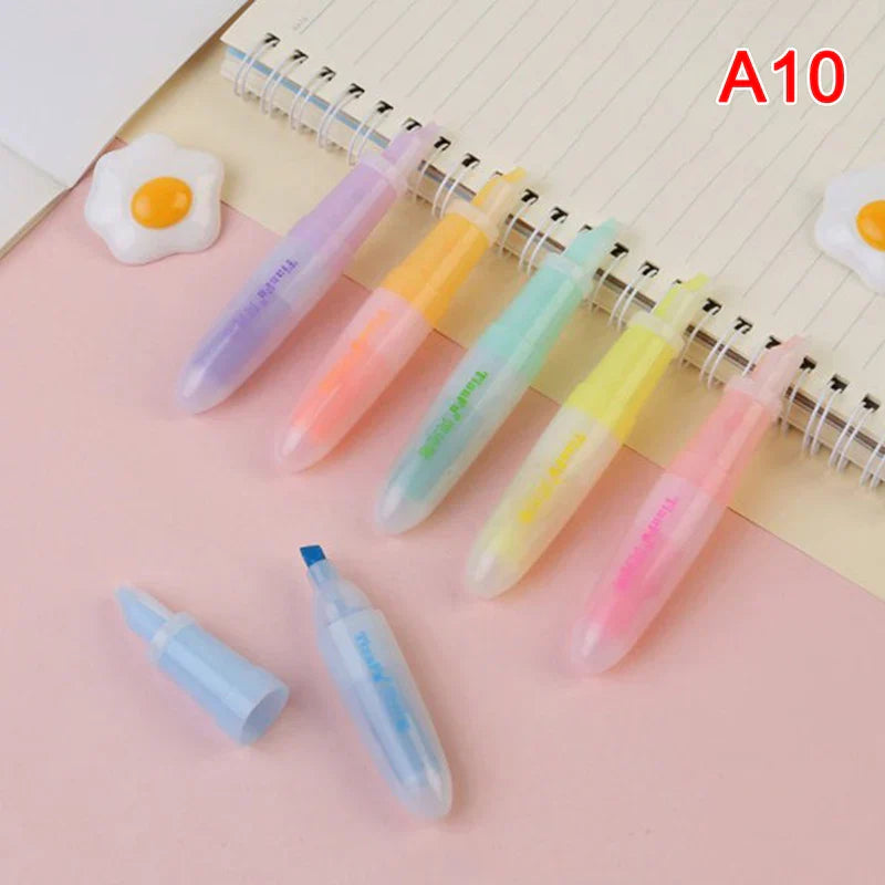 6Pcs/Lot Cute Cartoon Cat Highlighters School Office Stationery