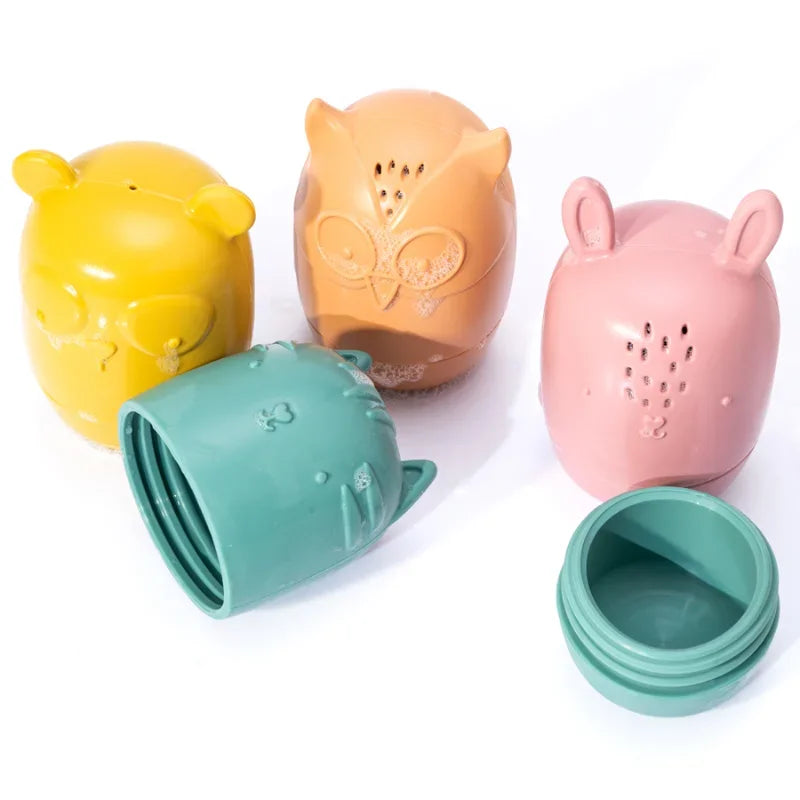 4pc/set Infants Shower Cartoon Animal Toys Baby Tub