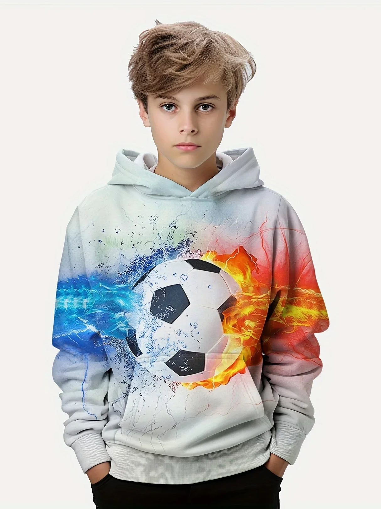 Child Fashion Football 3D Printed Boys Casual Hooded
