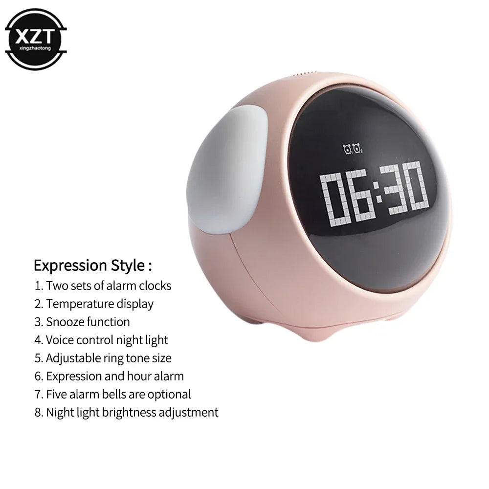 2022 New Cute Expression Alarm Clock Child Multifunctional