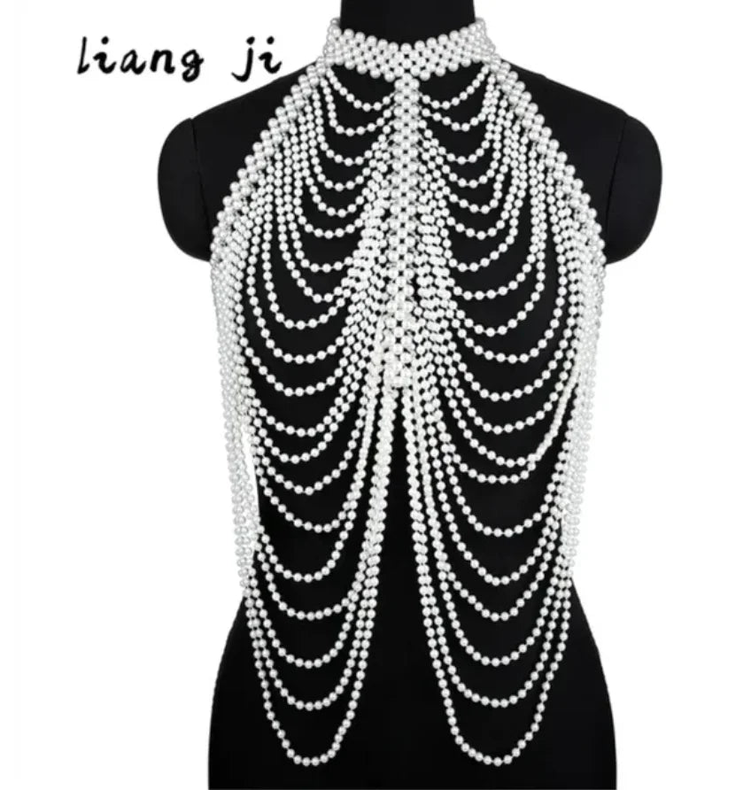 Body Chain Jewelry Pearl Sexy Beaded Collar Shoulder