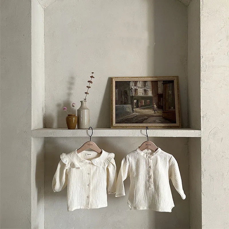 2023 New Baby Long Sleeve Lapel Shirts Cute