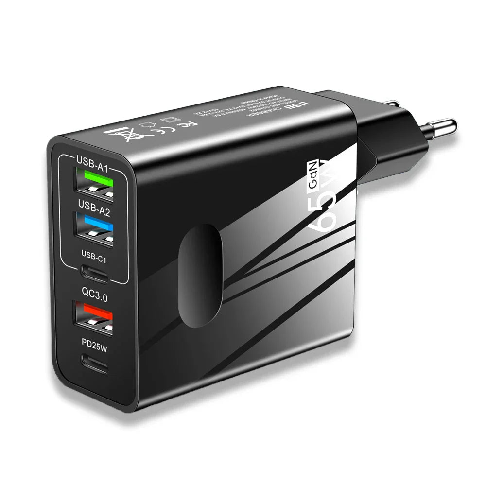 65W GaN Charger USB PD Muti Plugs Fast