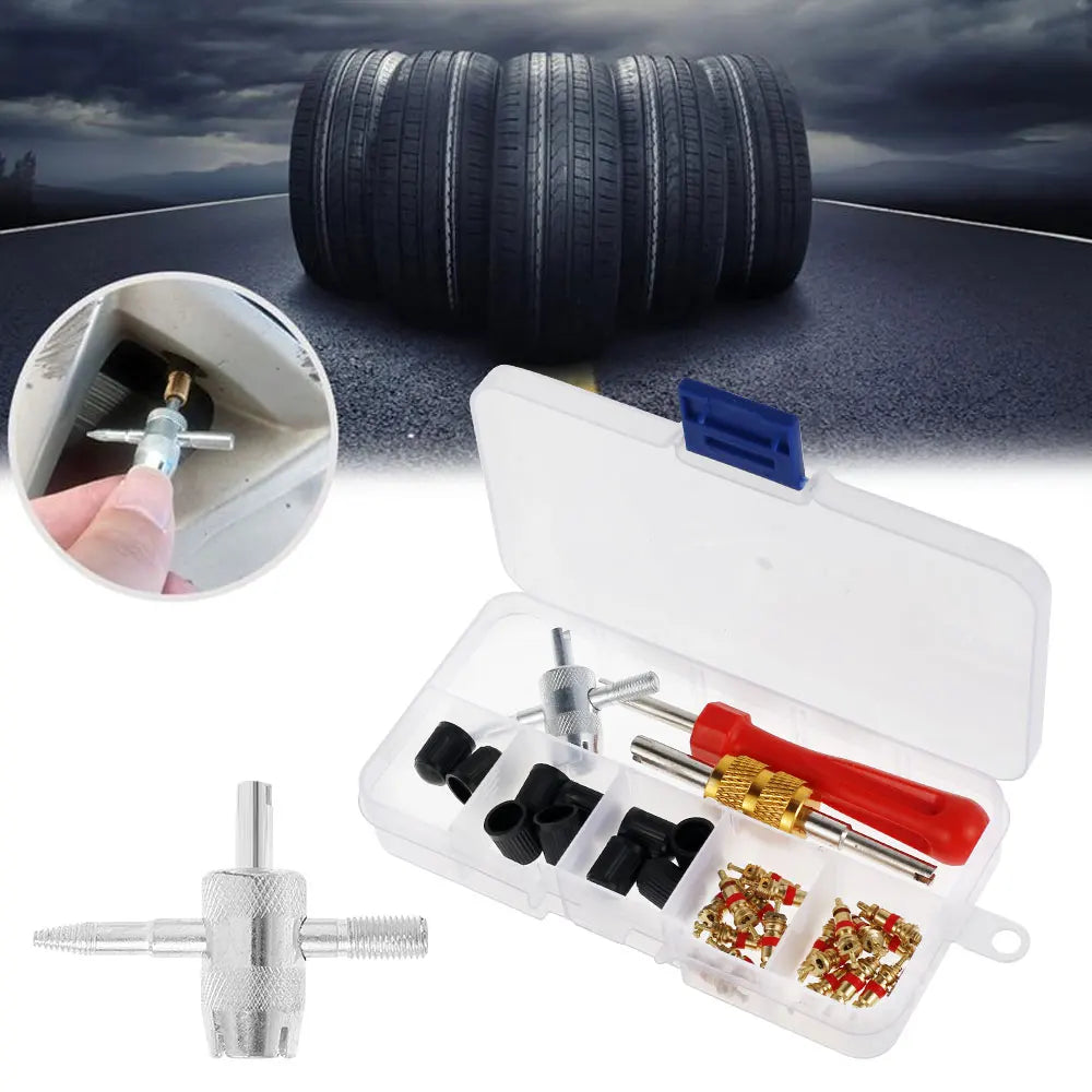 33Pcs Tire Valve Stem Puller Kit Car Motorcycle
