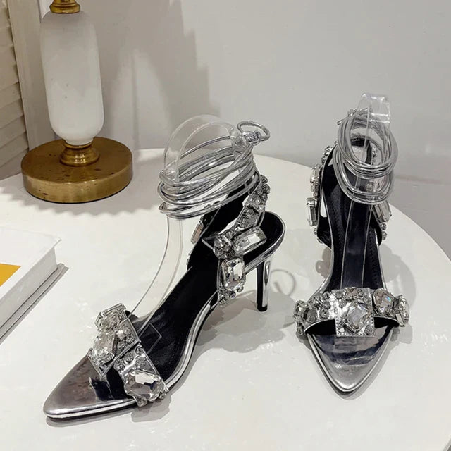 Liyke Sexy Ankle Strap Golded Sandals Women Party