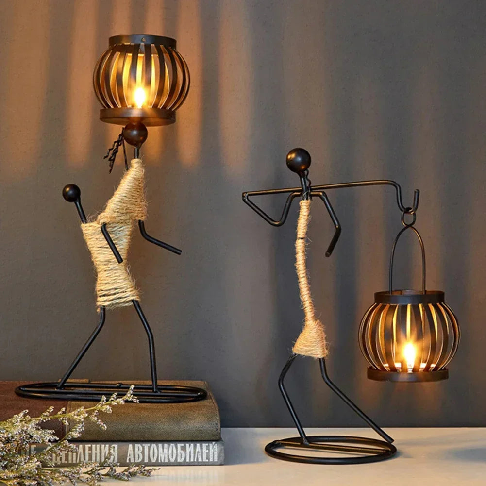 Nordic Metal Candlestick Abstract Character Sculpture Candle Holder