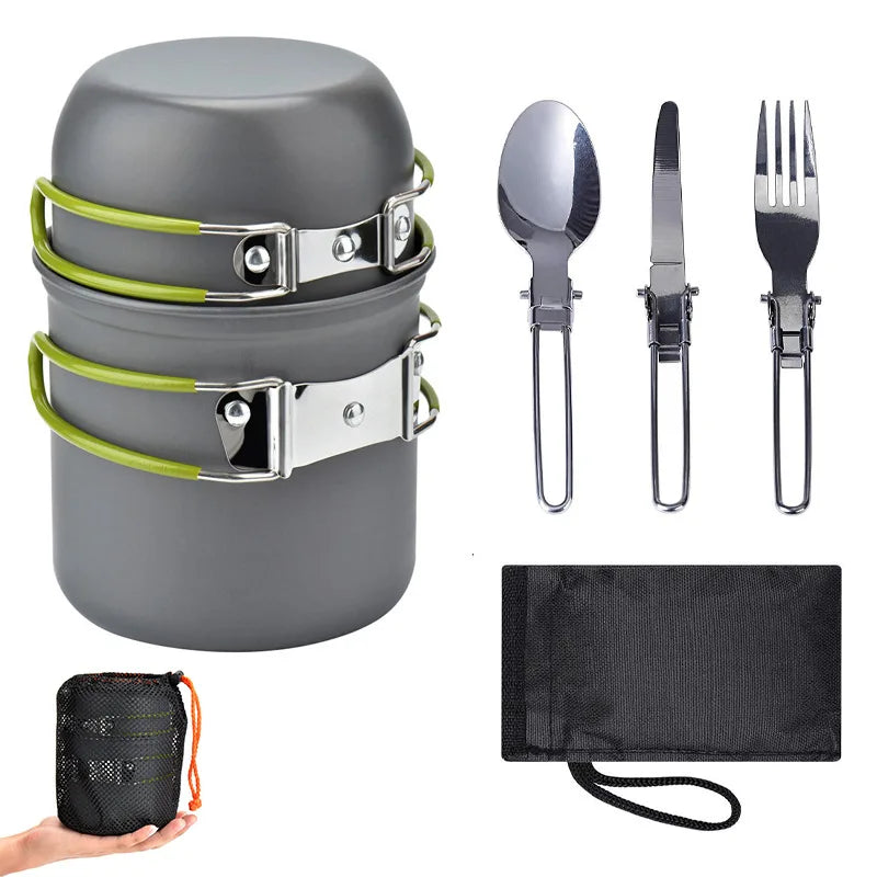 Camping Cookware Set Aluminum 2-8 Person Portable Outdoor