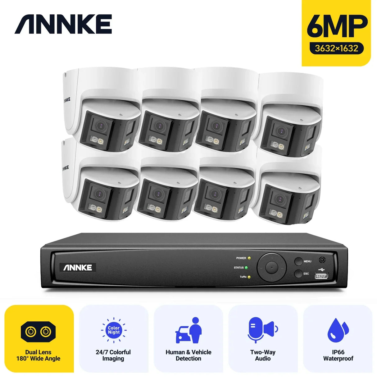 ANNKE 4K 180° Panoramic POE Security Camera Kit