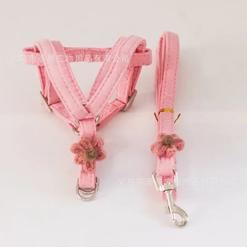 Dog Harness with 1.2m Traction Leash Adjustable Collars