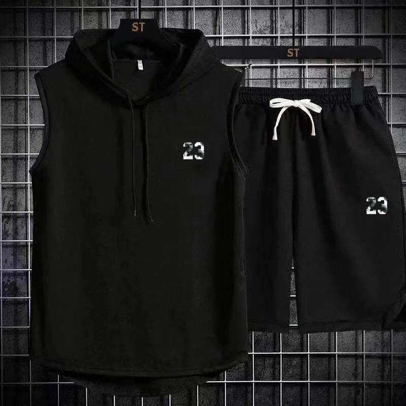 Men's track suit summer sportswear two-piece t-shirt shorts