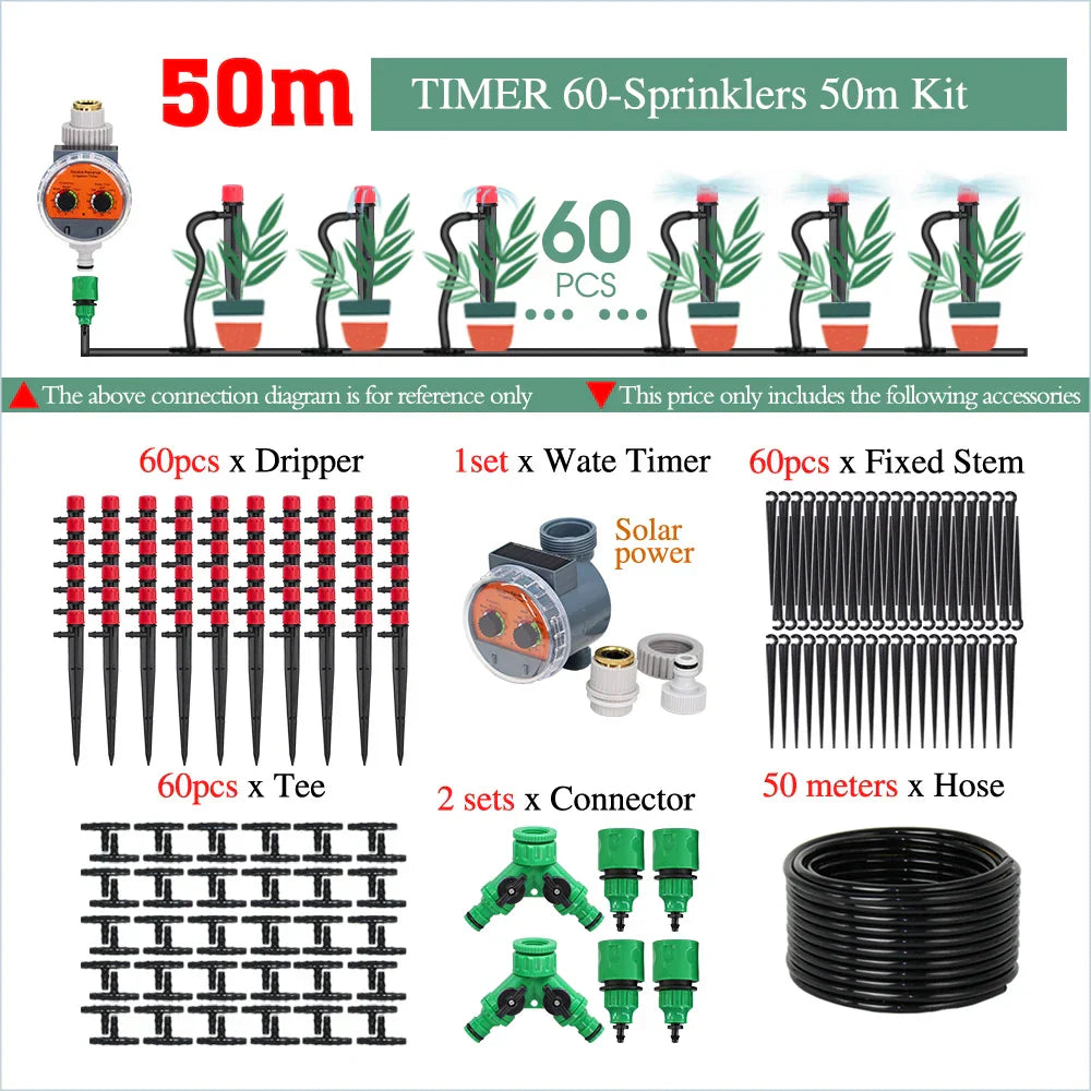 50-5M Garden Smart Drip Irrigation System with Timer