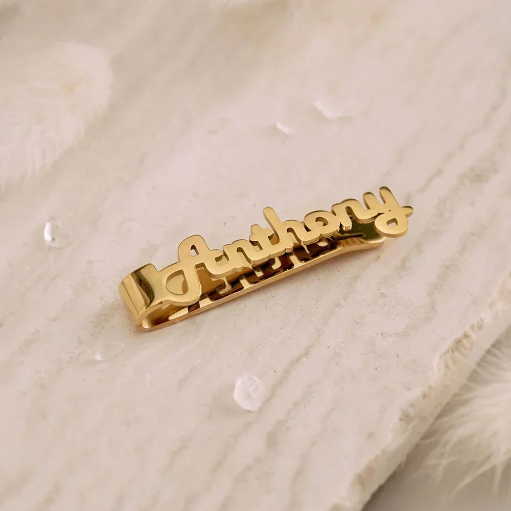 Custom Name Tie Clips Stainless Steel Nameplate Jewelry