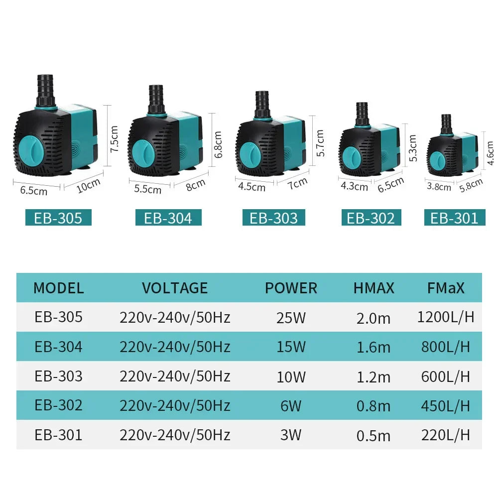 Submersible Water Pump Aquarium Accessories Fish Tanks and