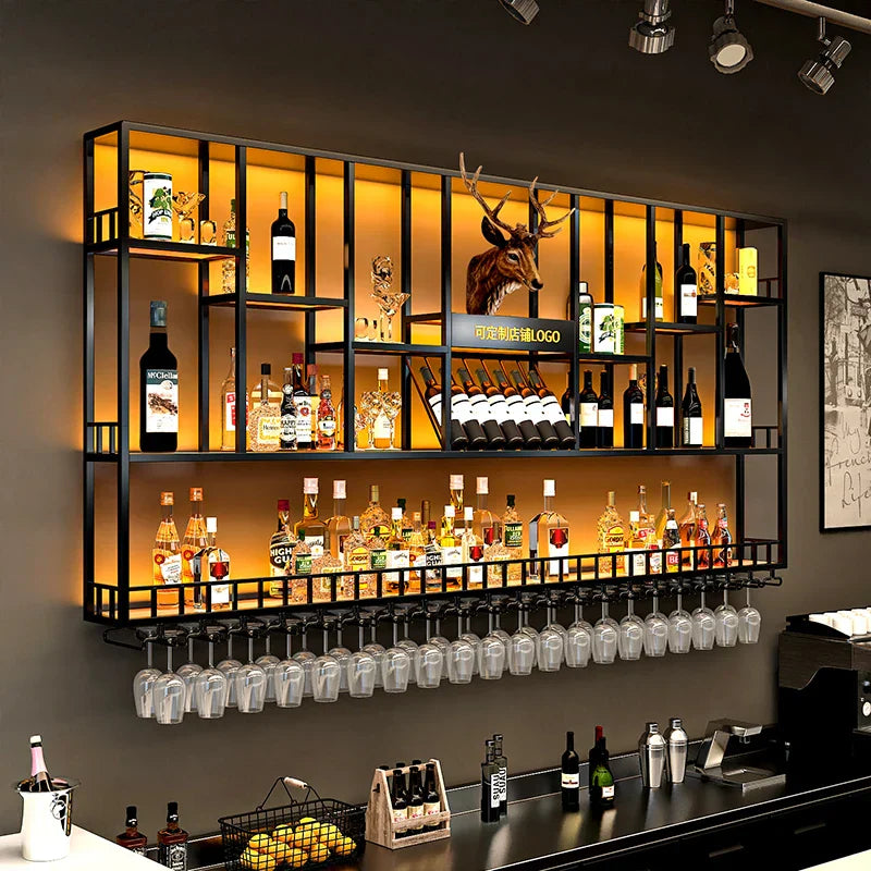 Club Hanging Wine Cabinet Shelf Whisky Liquor Display