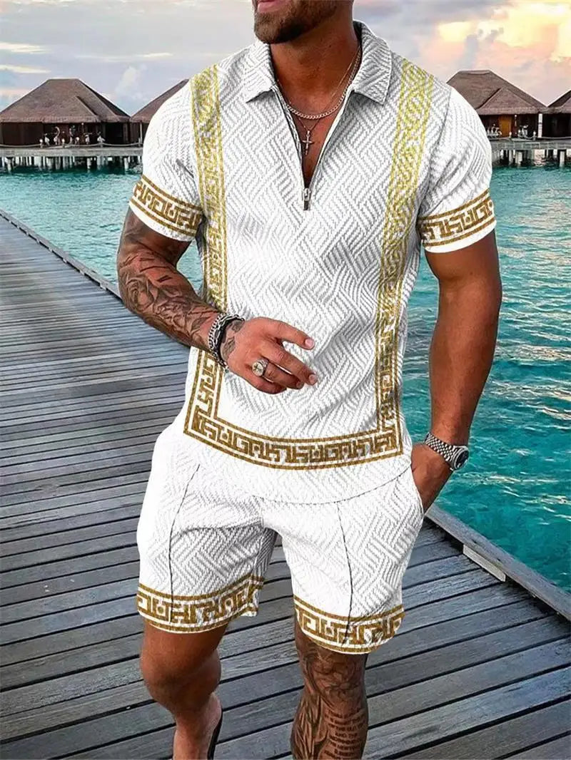 Summer Brand Tracksuit Solid Color Male Shorts Suit