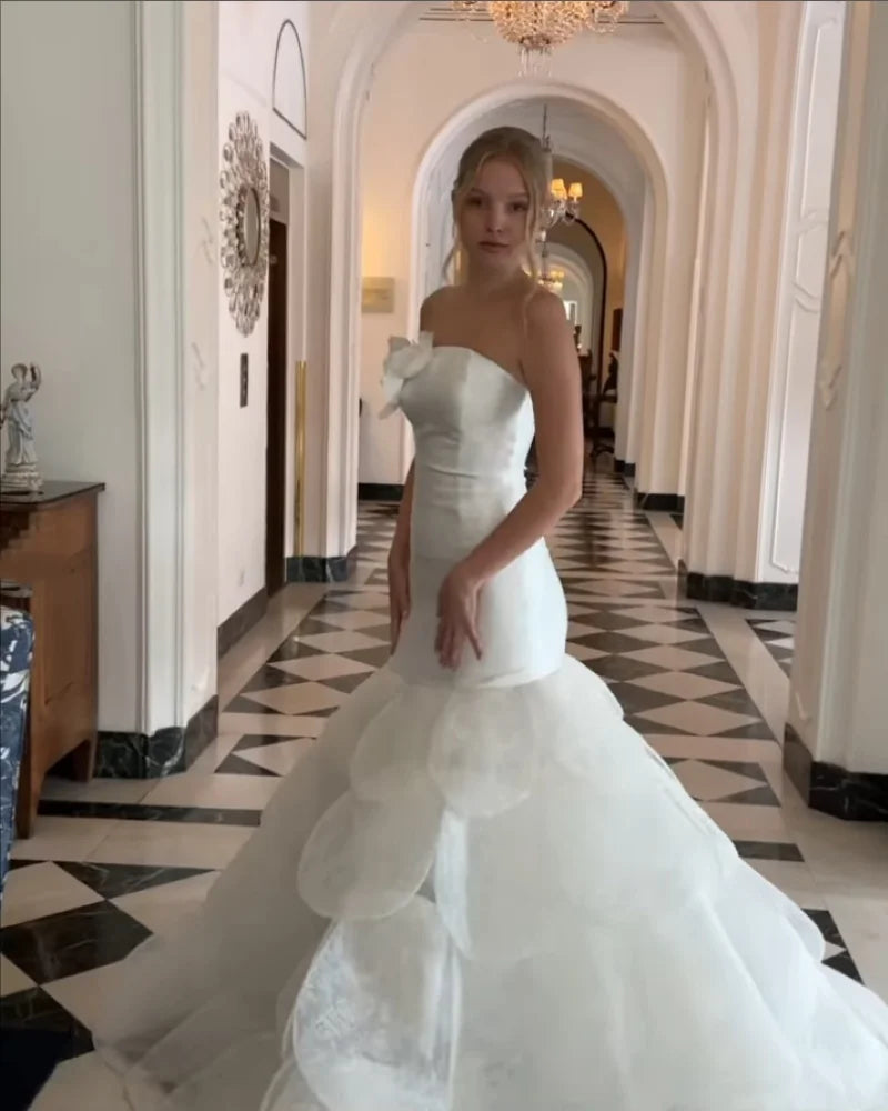 Qcenkeren Vestidos de novia Strapless Wedding Dresses ALine