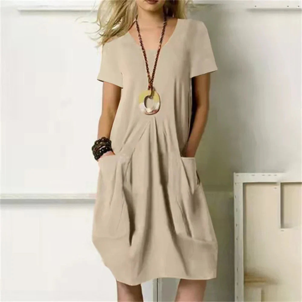 Oversized Cotton Linen Long Dress for Women 2023