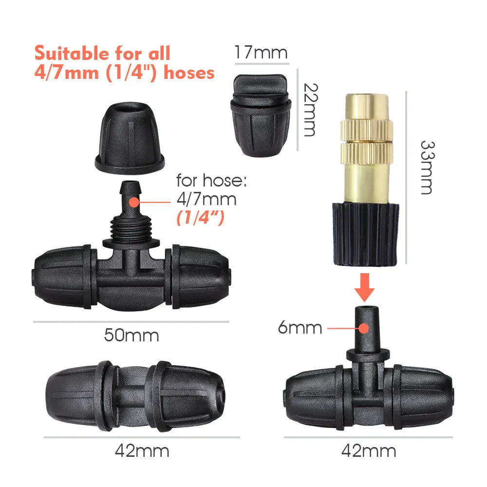 30-5M Garden Adjustable Brass Nozzle Misting Watering System