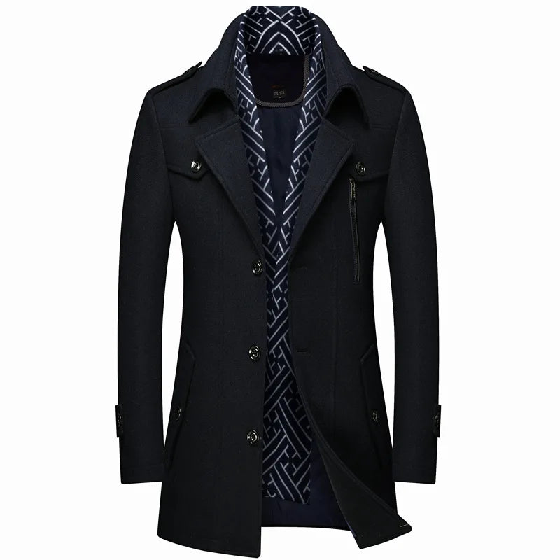 Winter Men Wool Coats New Fashion Middle Long